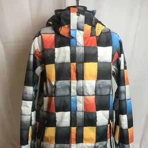 Quicksilver Ski/ Snowboard Jacket Square Pattern